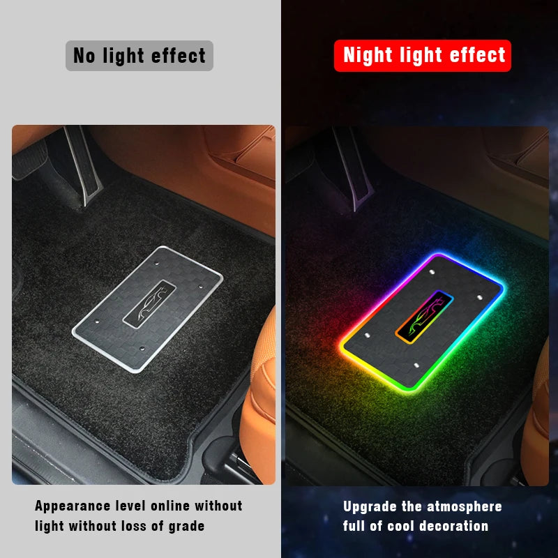Alfombrillas LED personalizables con logo y luz neón RGB — resistentes al agua y compatibles con cualquier vehículo
