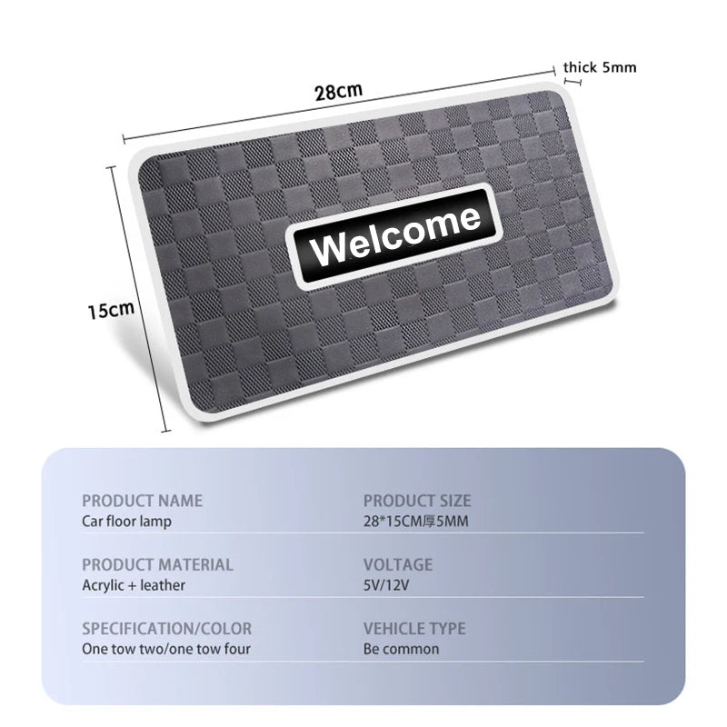 Alfombrillas LED personalizables con logo y luz neón RGB — resistentes al agua y compatibles con cualquier vehículo