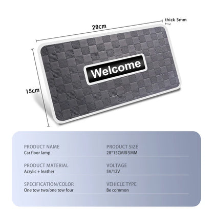 Alfombrillas LED personalizables con logo y luz neón RGB — resistentes al agua y compatibles con cualquier vehículo